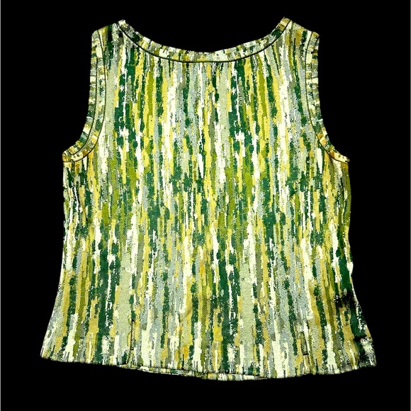 St. John Tops - Vintage St John Sleeveless Knit Top Lamé Stripes
